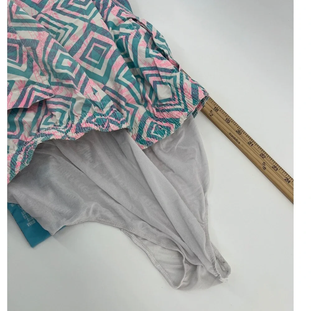 Chubbies Swim Trunks Mens Medium Teal Pink Geometric Diamond Mesh Lined Shorts